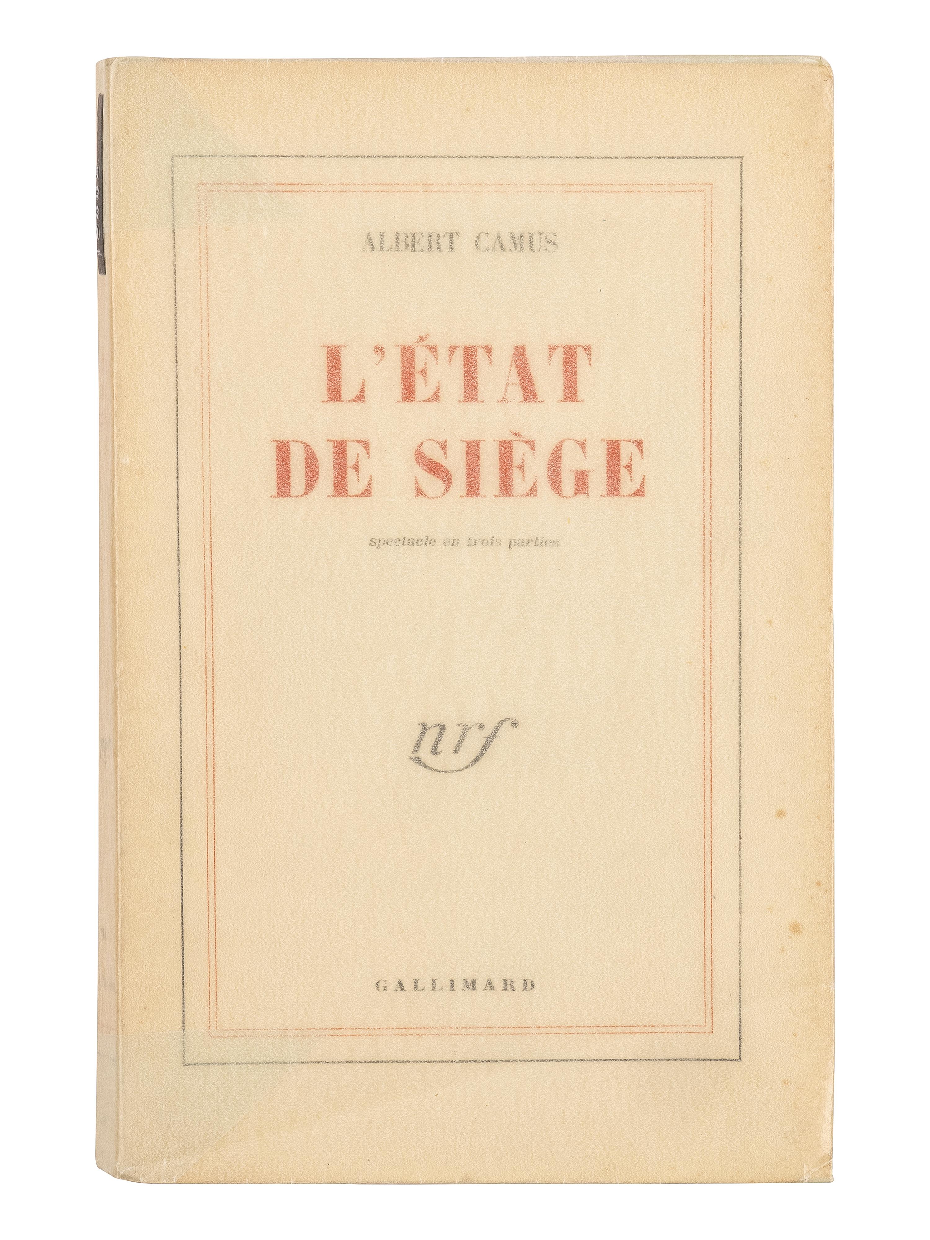CAMUS, Albert (1913-1960). Two PRESENTATION COPIES inscribed to Belgian writer and painter Jean de Bosschère, comprising: