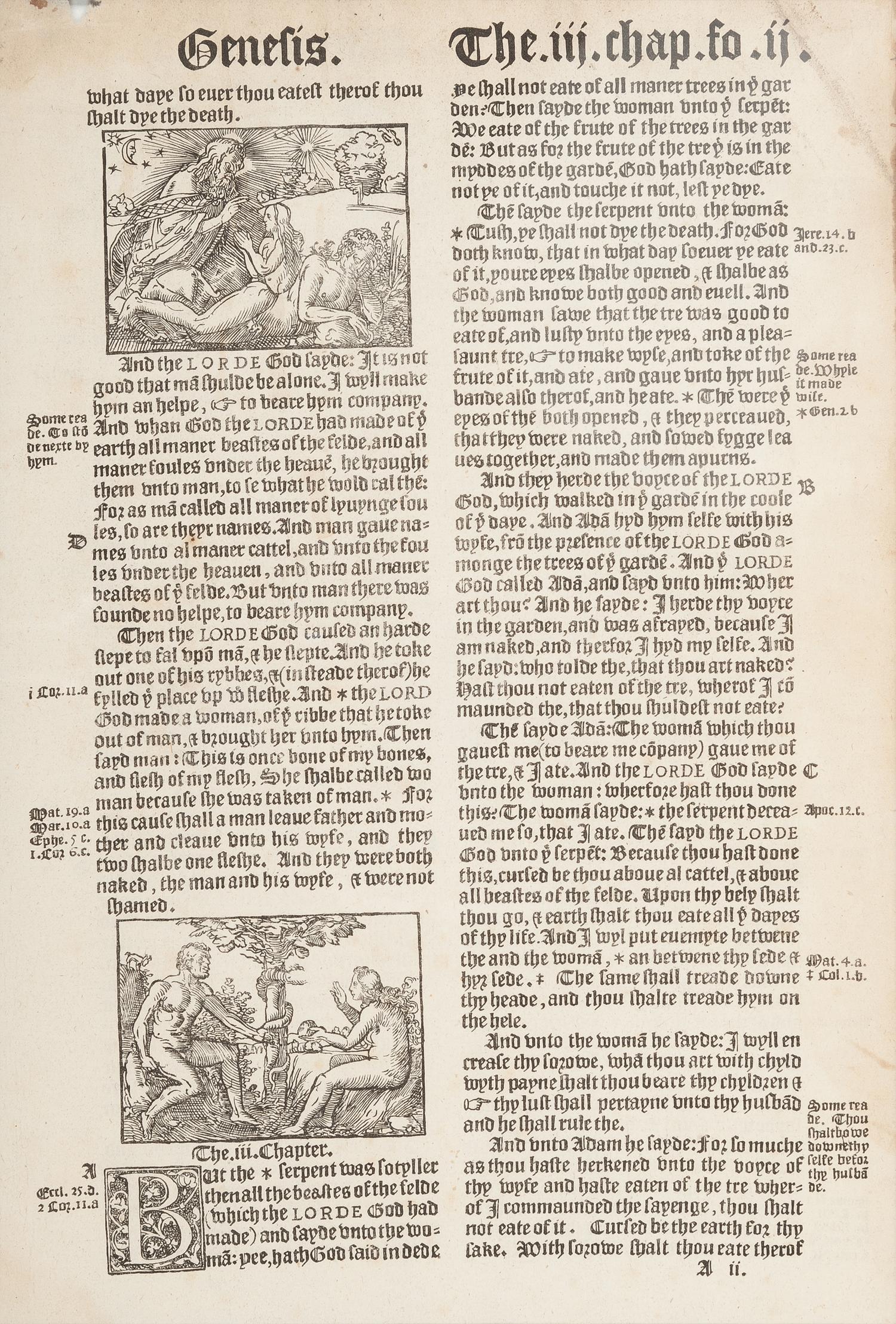 [BIBLE LEAVES - ENGLISH - 16TH CENTURY]. A group of 9 Bible leaves in English, comprising: