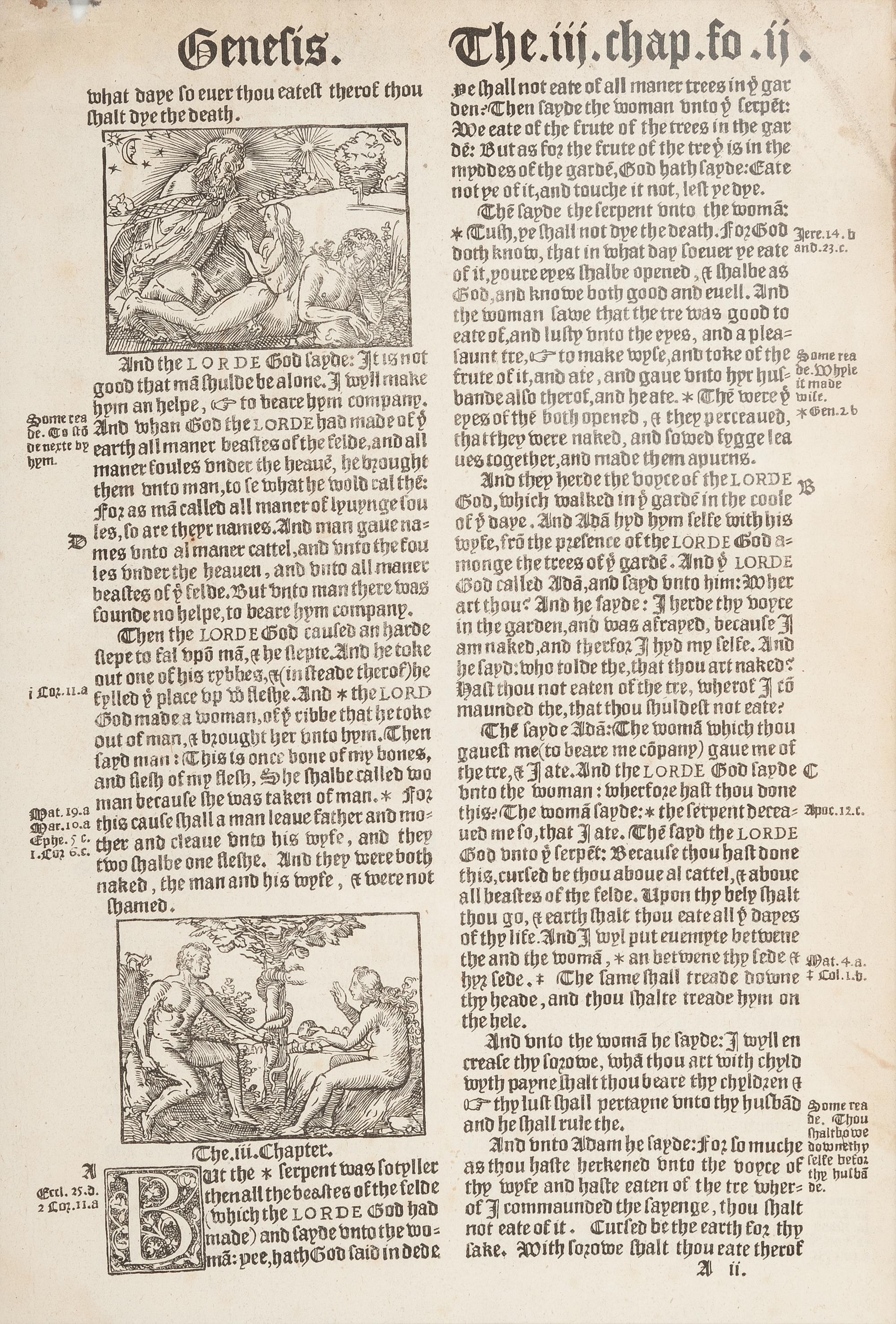 [BIBLE LEAVES - ENGLISH - 16TH CENTURY]. A group of 9 Bible leaves in English, comprising: