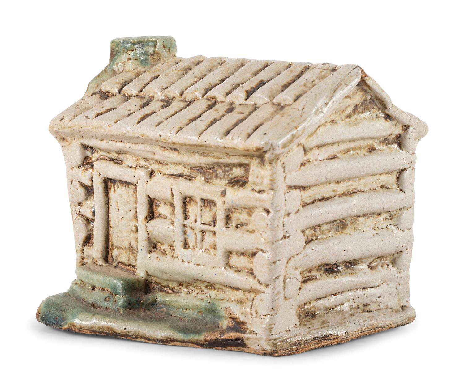 A Scarce Dalton, Ohio Stoneware Log Cabin Bank