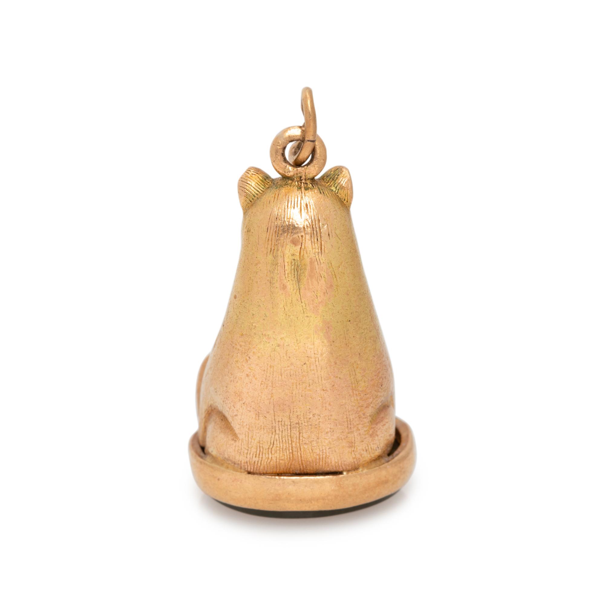 YELLOW GOLD AND HARDSTONE BEAR CHARM