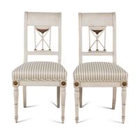 A Pair of Italian Neoclassical Painted and Parcel-Gilt Side Chairs