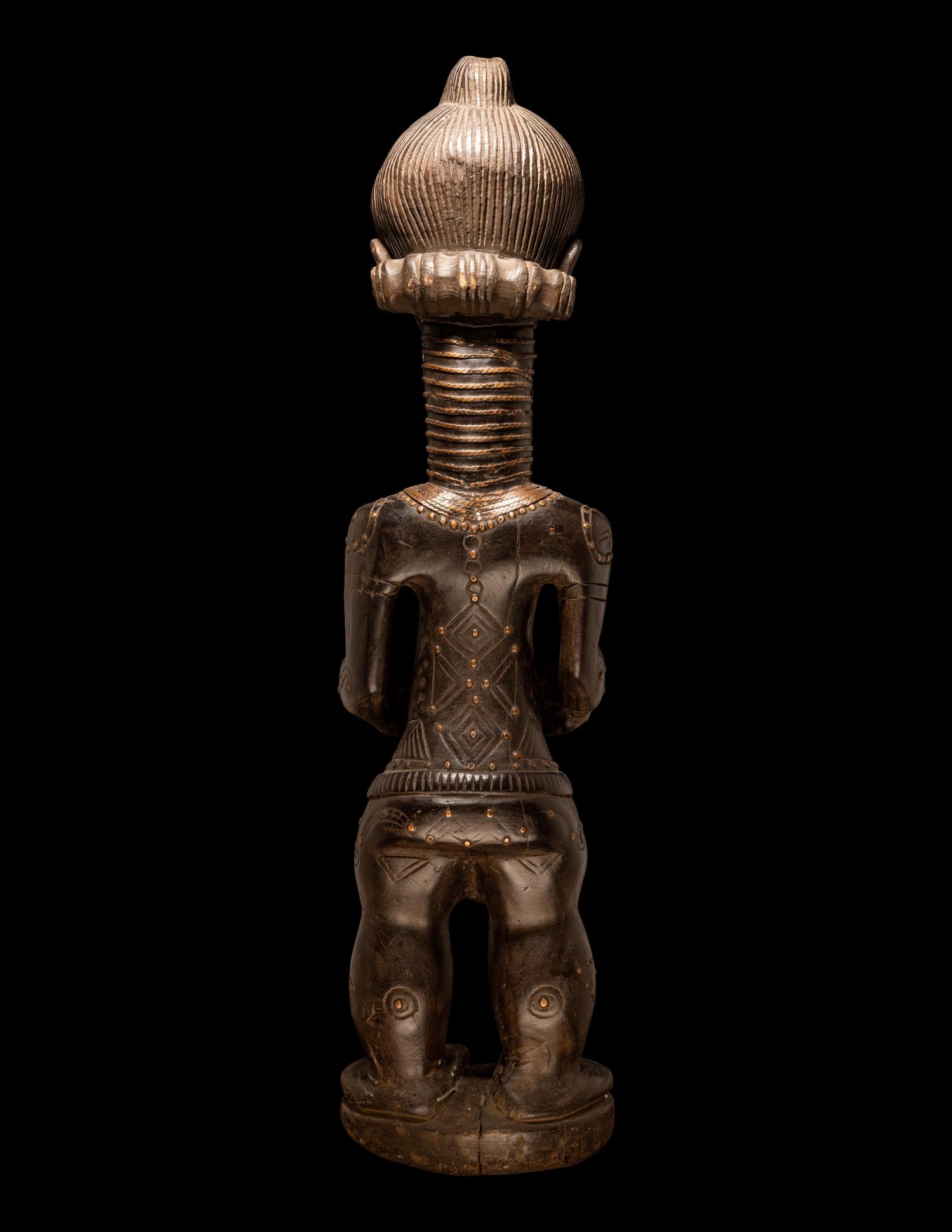 A Bena Lulua Wood Standing Female Figure