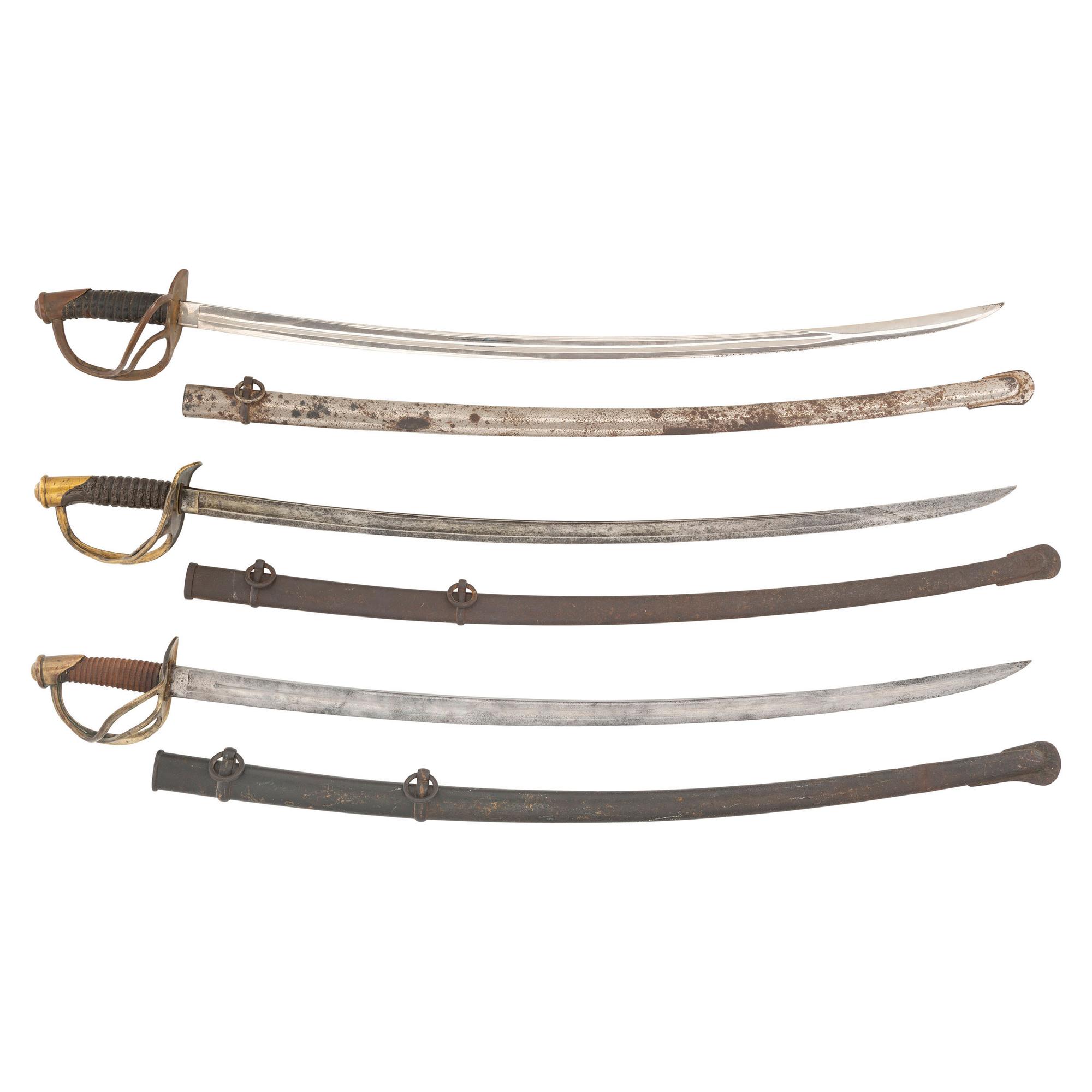Lot of 3 US Swords Including : M1860 Light Cavalry and M1840