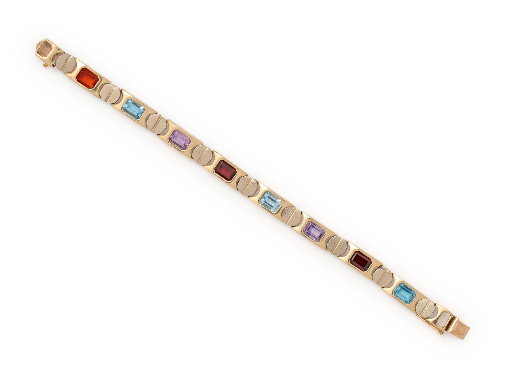 BICOLOR GOLD AND GEMSTONE BRACELET