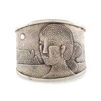 Tufa Cast Sterling Silver Figural Cuff Bracelet