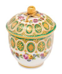 A Sèvres Green-Ground Porcelain Sugar Bowl and Cover ( Pot à Sucre 'Bouret' et son Couvercle, 2ème Grandeur )