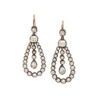 ANTIQUE, DIAMOND PENDANT EARRINGS