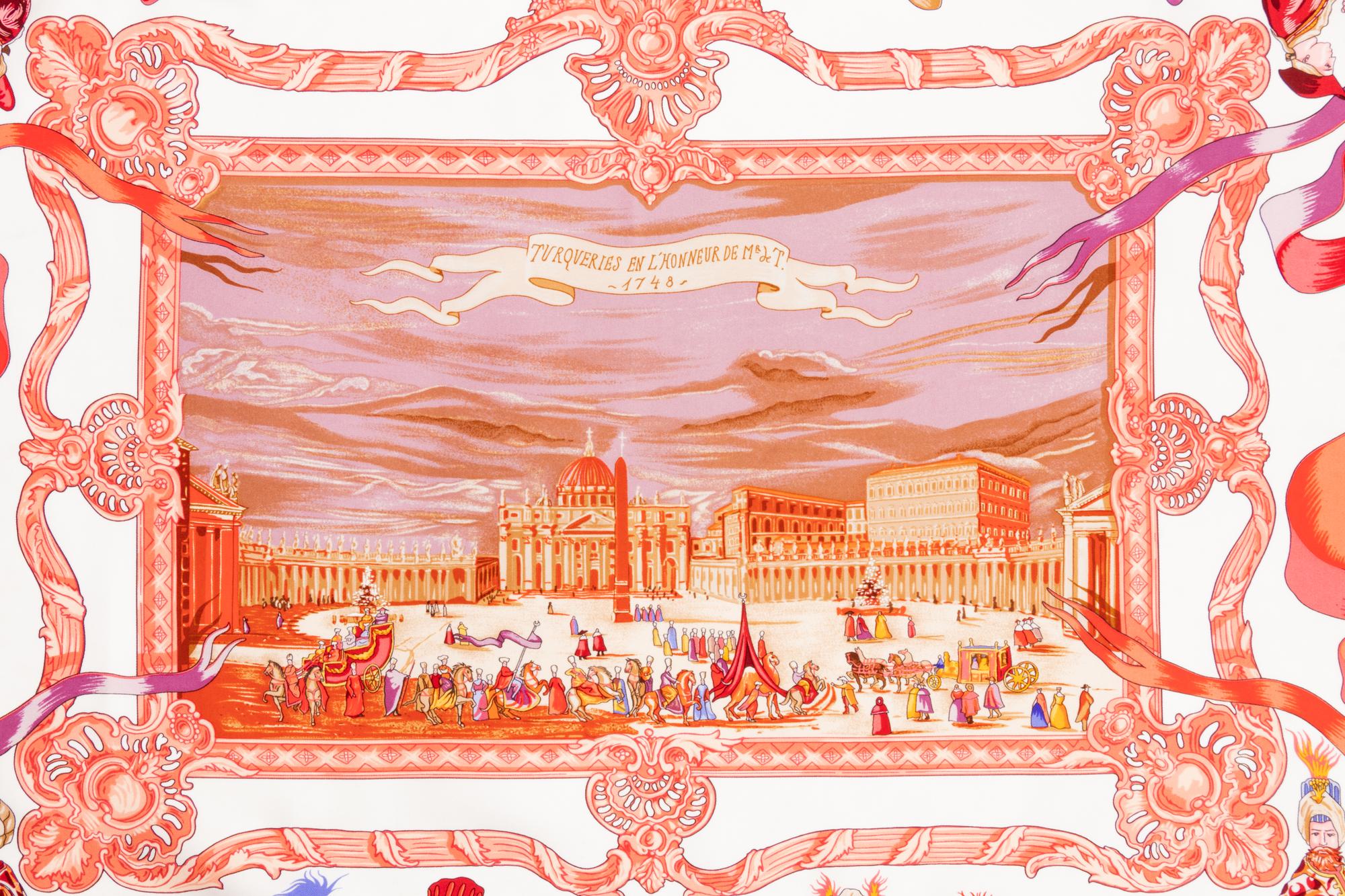 Three Hermès 90cm Silk Scarves: One Plissé
