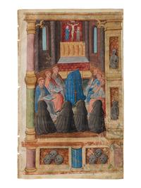 MASTER OF THE CLUNY ROMULÉON (active Paris, c. 1480-1500) A leaf from a Book of Hours, including a full-page miniature of the Funeral Mass, in Latin, illuminated manuscript on parchment [France, Paris, c. 1490-1500]