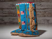 Beaded Dress and Boot Moccasins, with American Flags