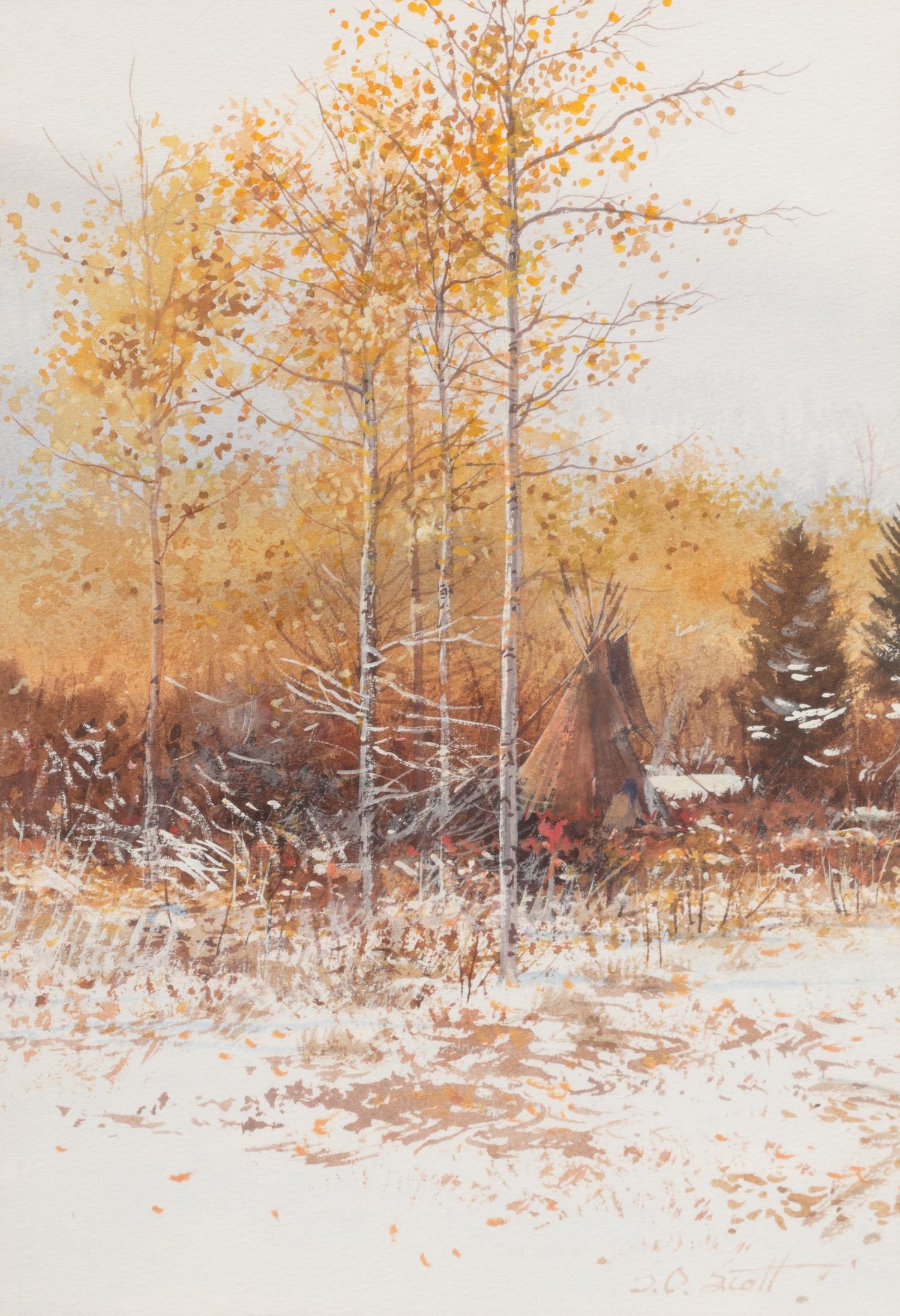 A Pair of Camp Scene Watercolors