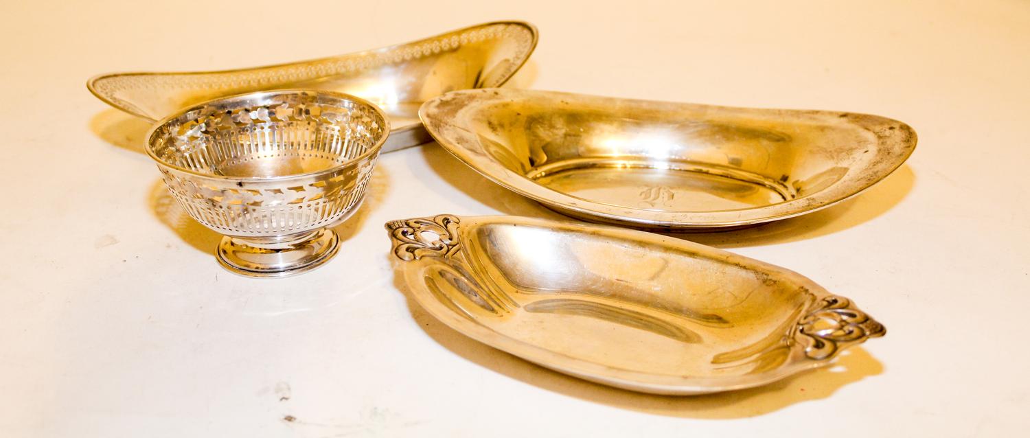 Four American Silver Table Articles Width of widest 10 3/4 inches.