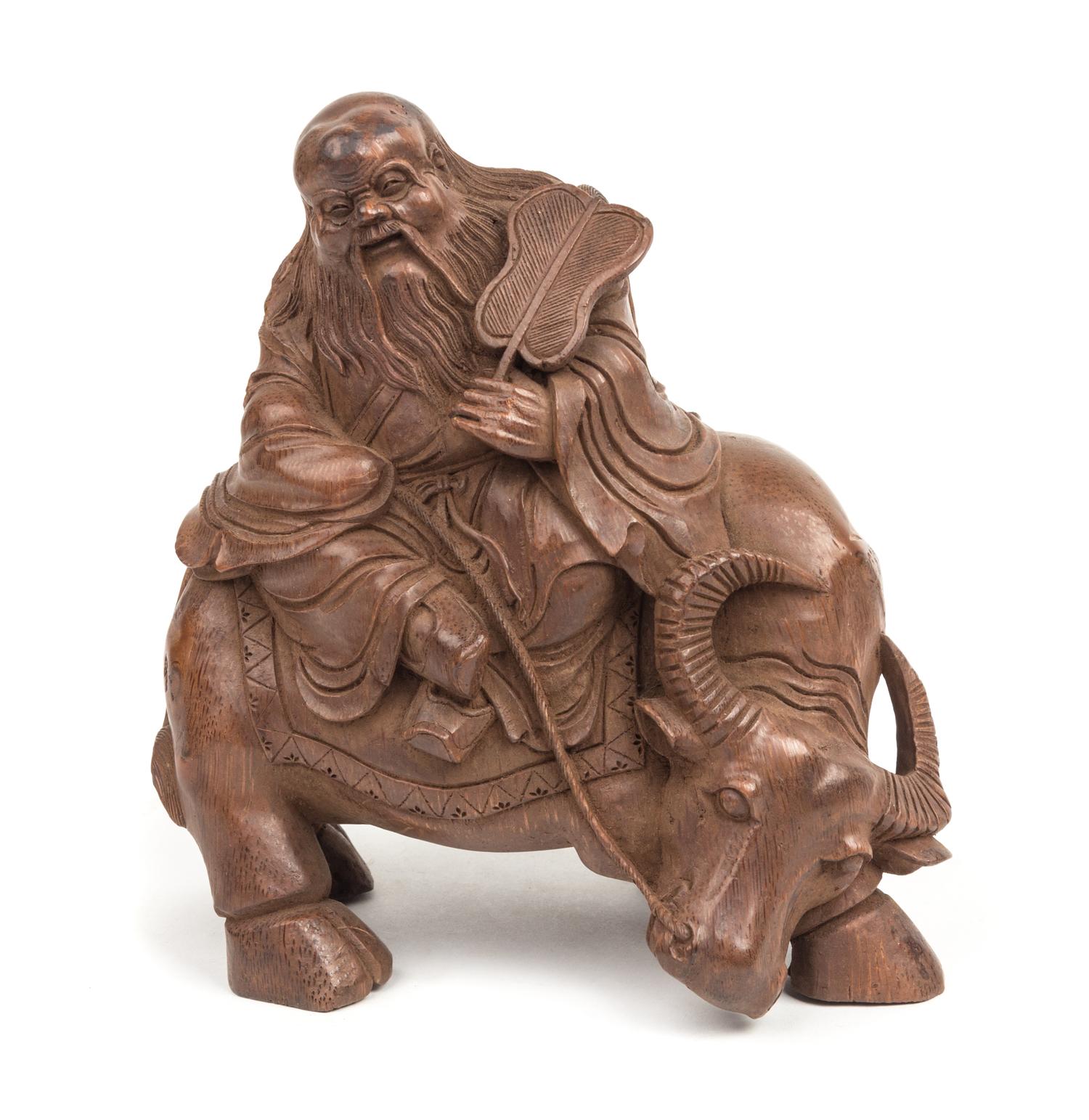 A Carved Bamboo Figural Group Height 7 1/2 inches.