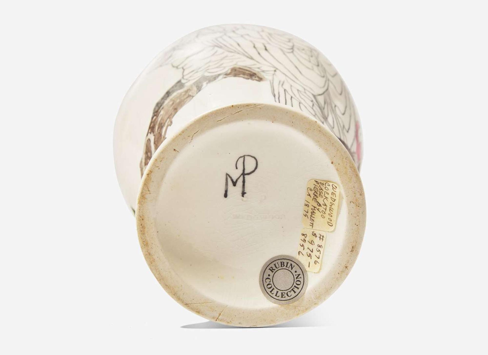 A Wedgwood Pierre Mallett Decorated Queensware Vase, UK, late 19th century