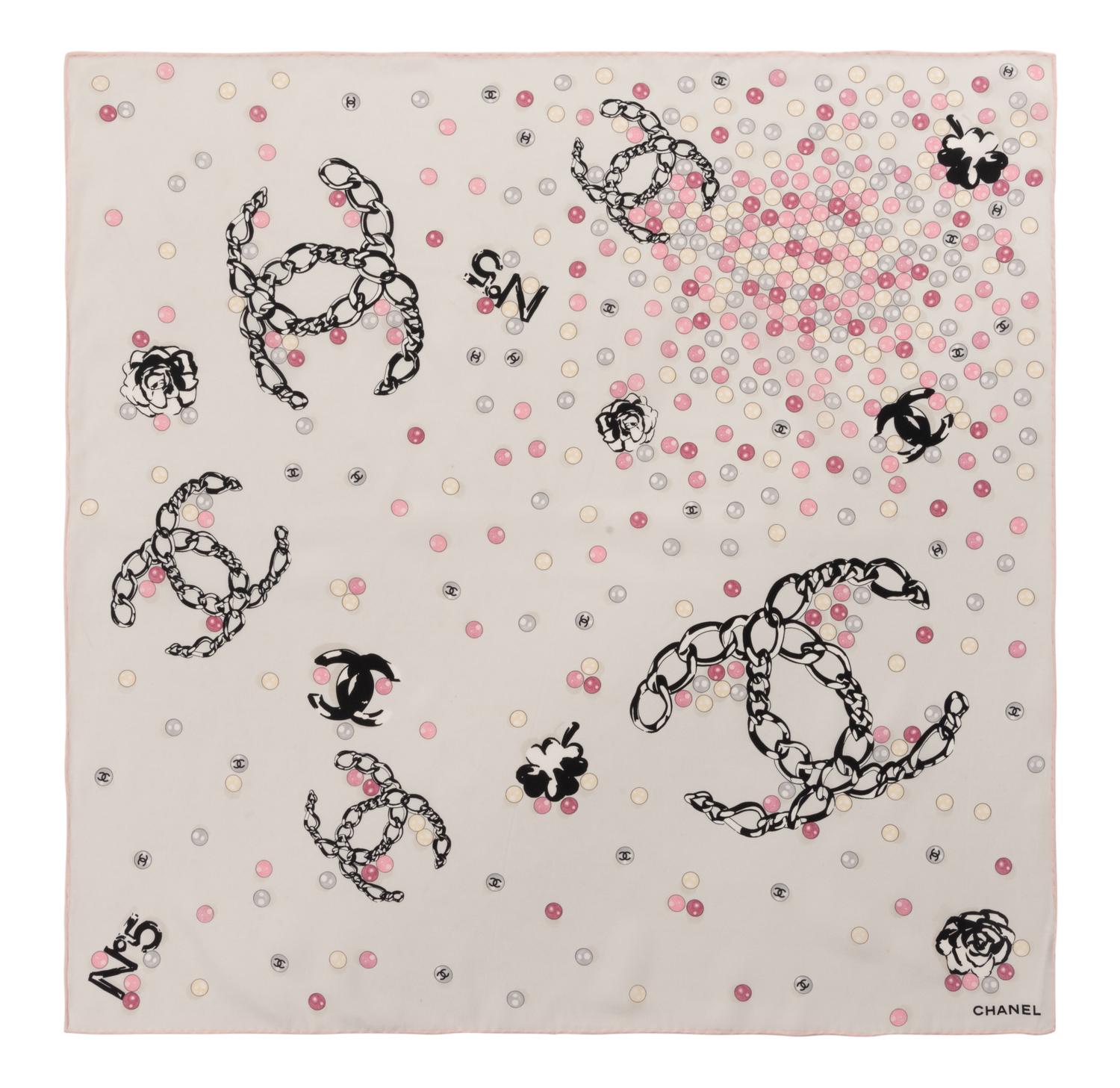 Five Chanel Items: Four Scarves and One Brooch, 1980-2000s