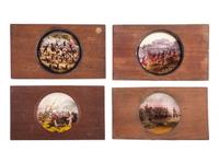 [CIVIL WAR - MAGIC LANTERN SLIDES]. An extensive collection of 250+ hand-colored glass slides featuring illustrations of Civil War campaigns, battles, and naval engagements, including: