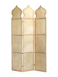 A Suede-Upholstered Three-Panel Floor Screen