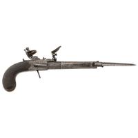 Flint Box Lock Twist Off Barrel Pistol with Snap Bayonet by Henry Nock