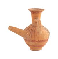 A Holy Land Pottery Spouted Strainer Jug