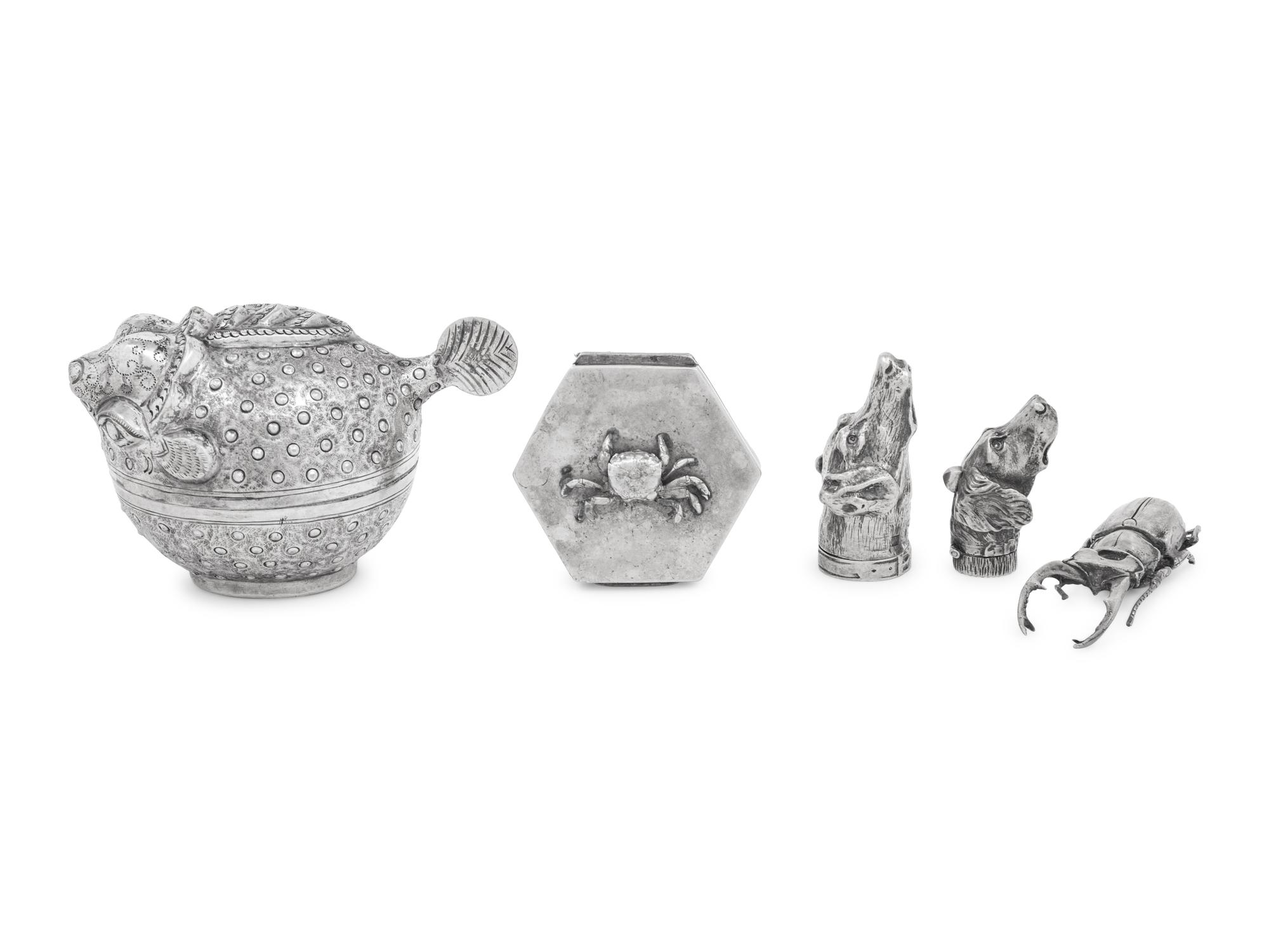 Five Silver Zoomorphic Articles