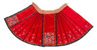 A Chinese Red Ground Embroidered Silk Lady's Robe and A Lady's Skirt Length of robe (collar to hem) 45 inches. — LATE QING DYNASTY