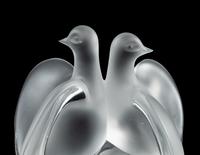 Two Lalique Dove Figures
