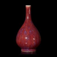 A Chinese Flambé Glazed Porcelain Bottle Vase, Qing Dynasty 清 窯變釉膽瓶