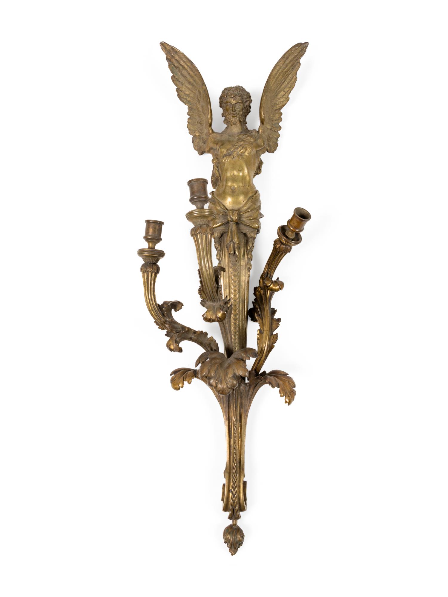 An Empire Gilt Bronze Three-Light Wall Sconce