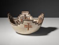 Zuni Terraced Bowl, with Butterflies, Dragonflies, Toads, and Tadpoles