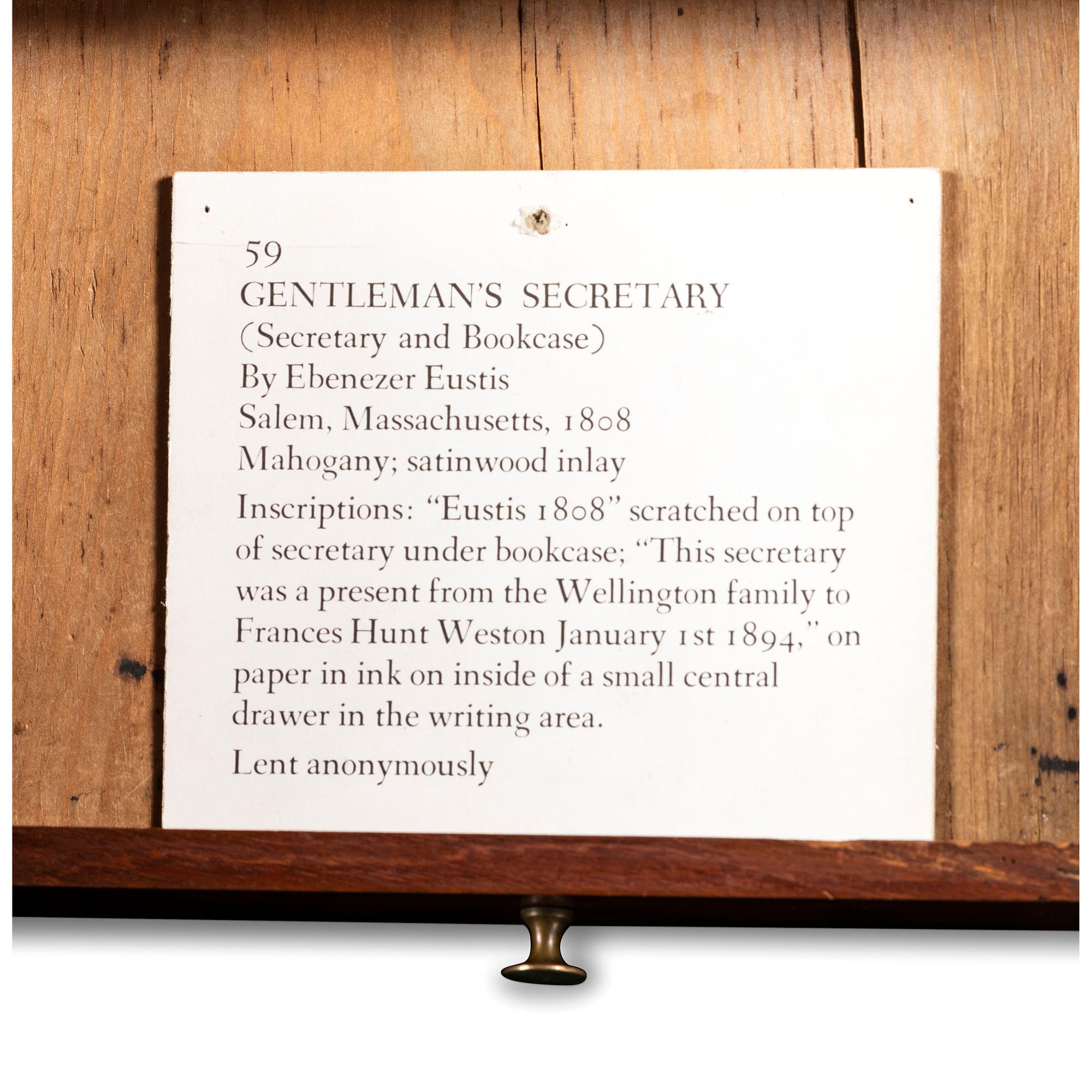 A Federal Parcel Gilt Mahogany, Holly and Ebony Breakfront Gentleman's Desk-and-Bookcase