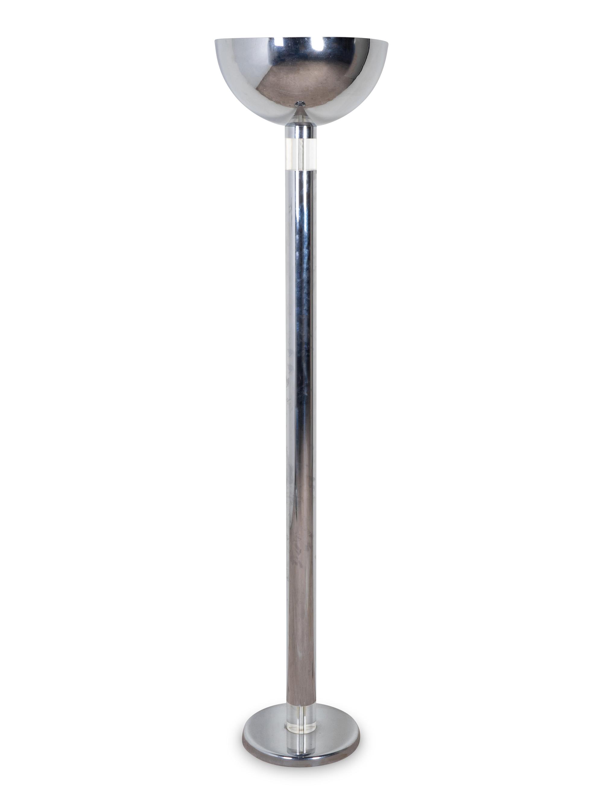 A Contemporary Chrome and Lucite Uplighter — IN THE MANNER OF KARL SPRINGER, 20TH CENTURY