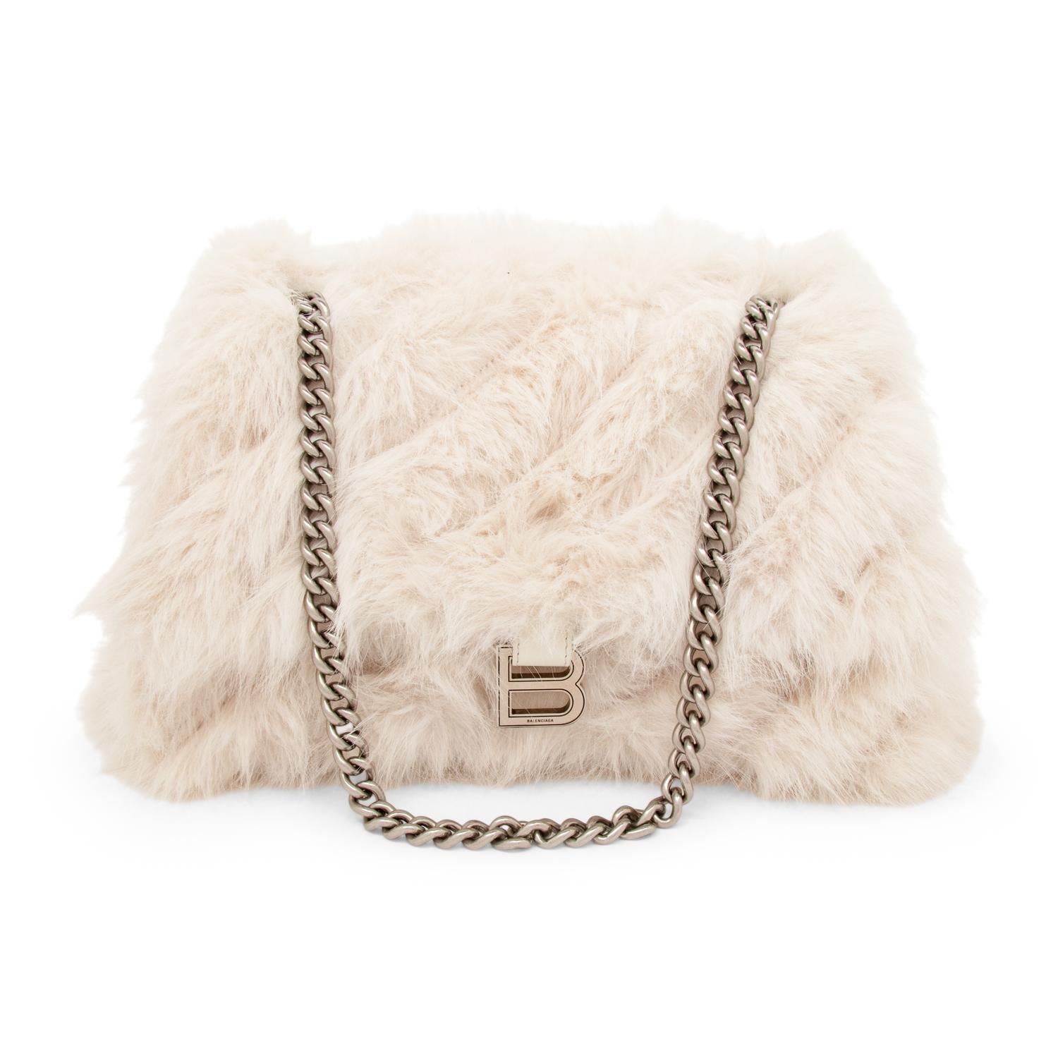 BALENCIAGA, FAUX FUR CRUSH BAG