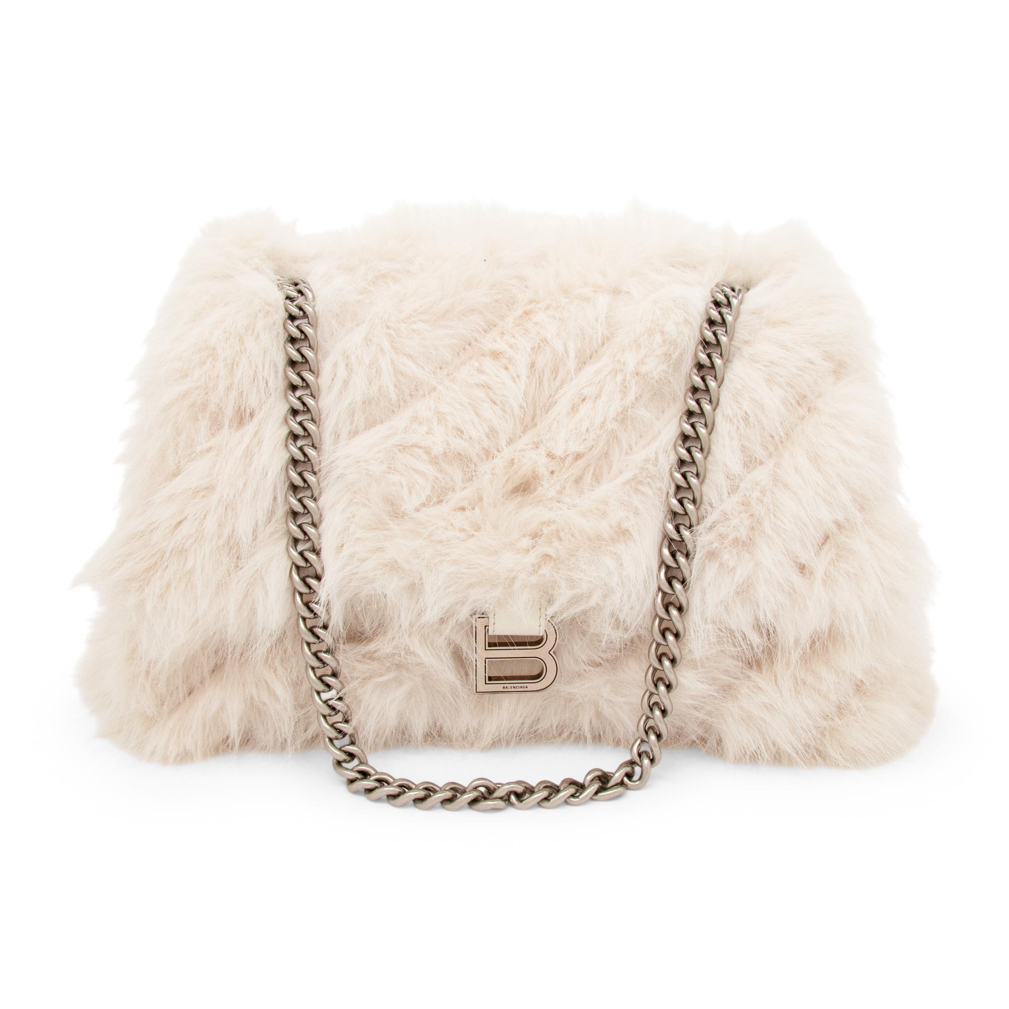 BALENCIAGA, FAUX FUR CRUSH BAG