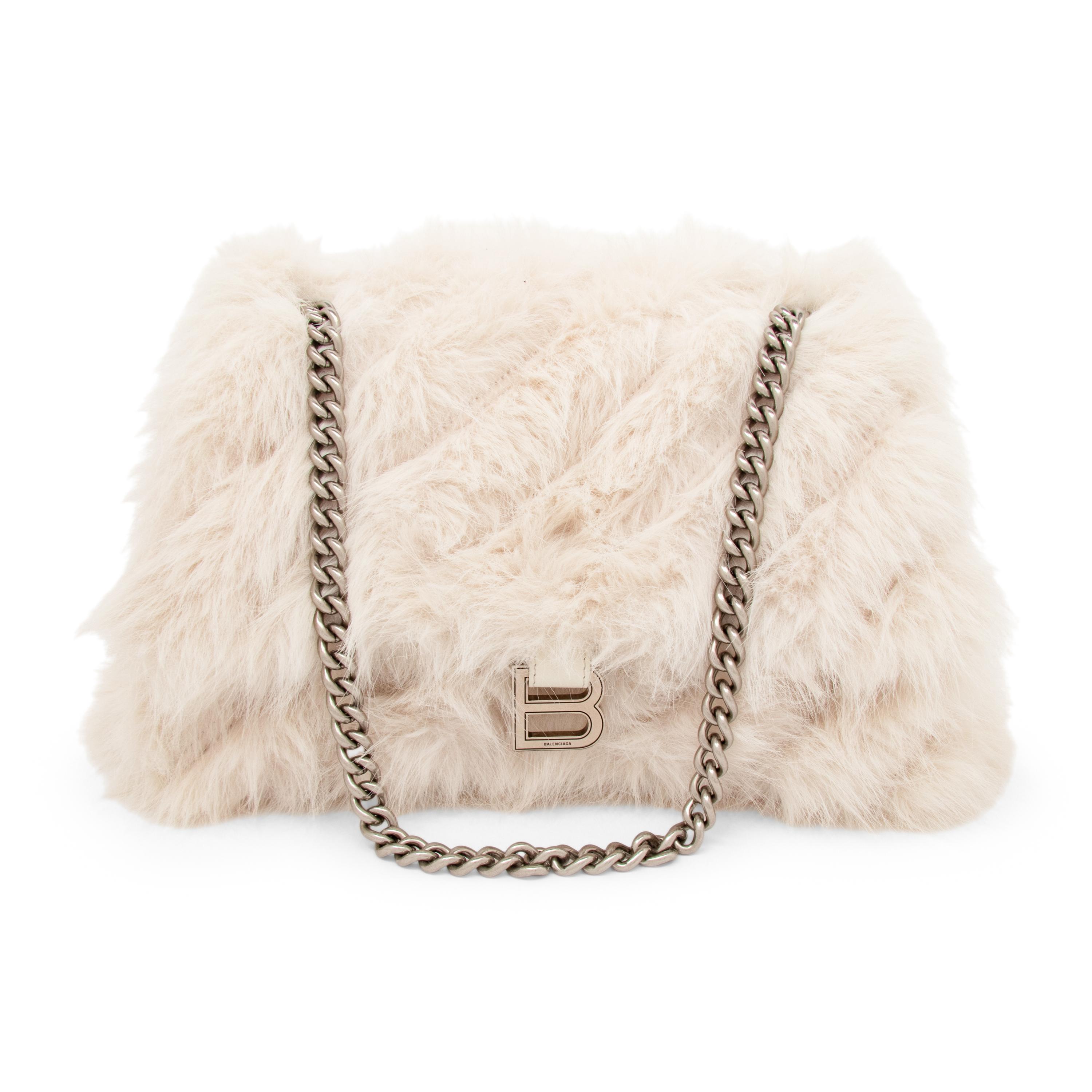 BALENCIAGA, FAUX FUR CRUSH BAG