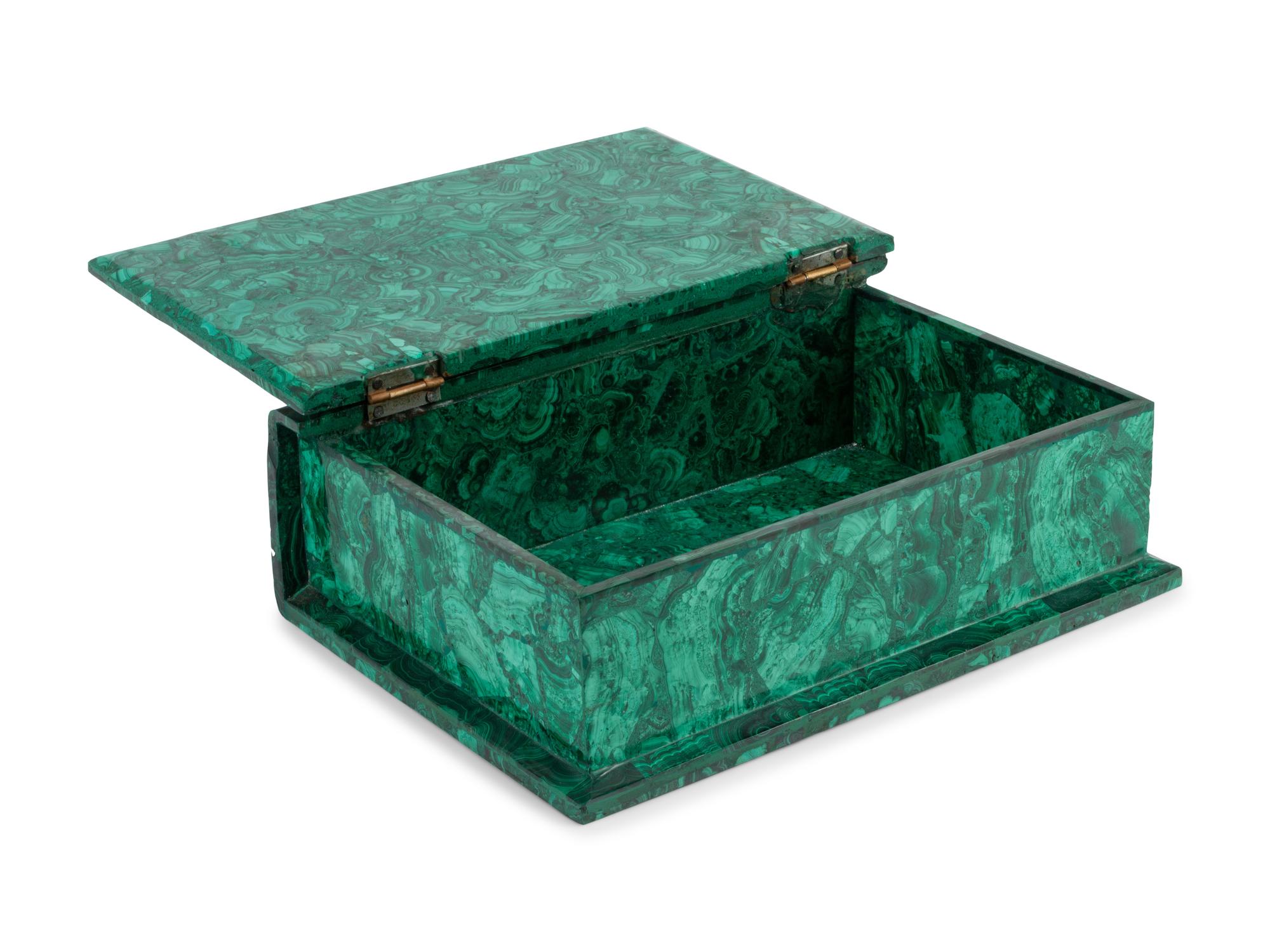 An Empire Style Gilt Metal Mounted Malachite Book-Form Table Casket