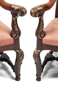 A Pair of Anglo-Colonial Parcel Gilt Armchairs