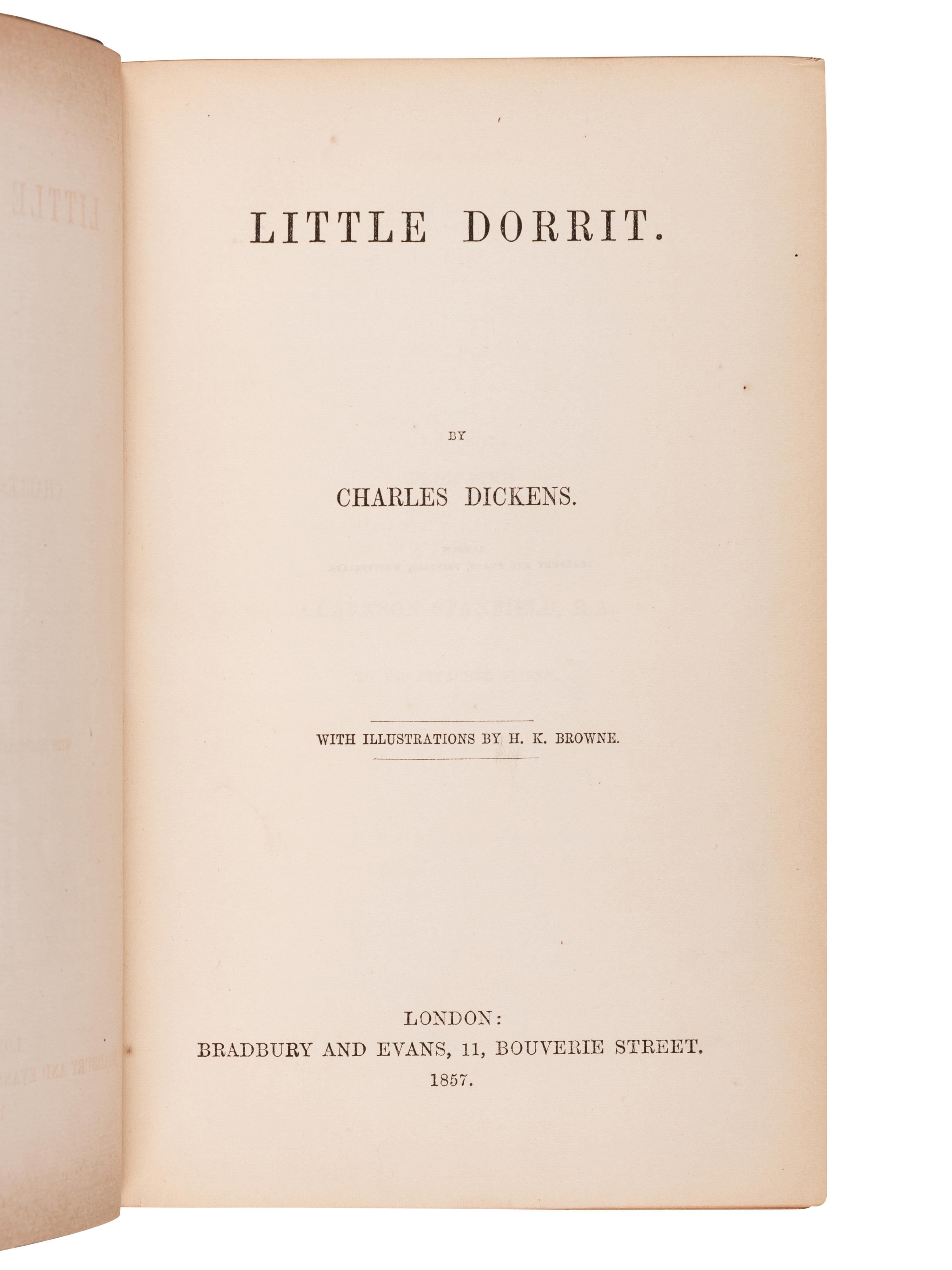DICKENS, Charles (1812-1870). Little Dorrit . London: Bradbury & Evans, 1857.