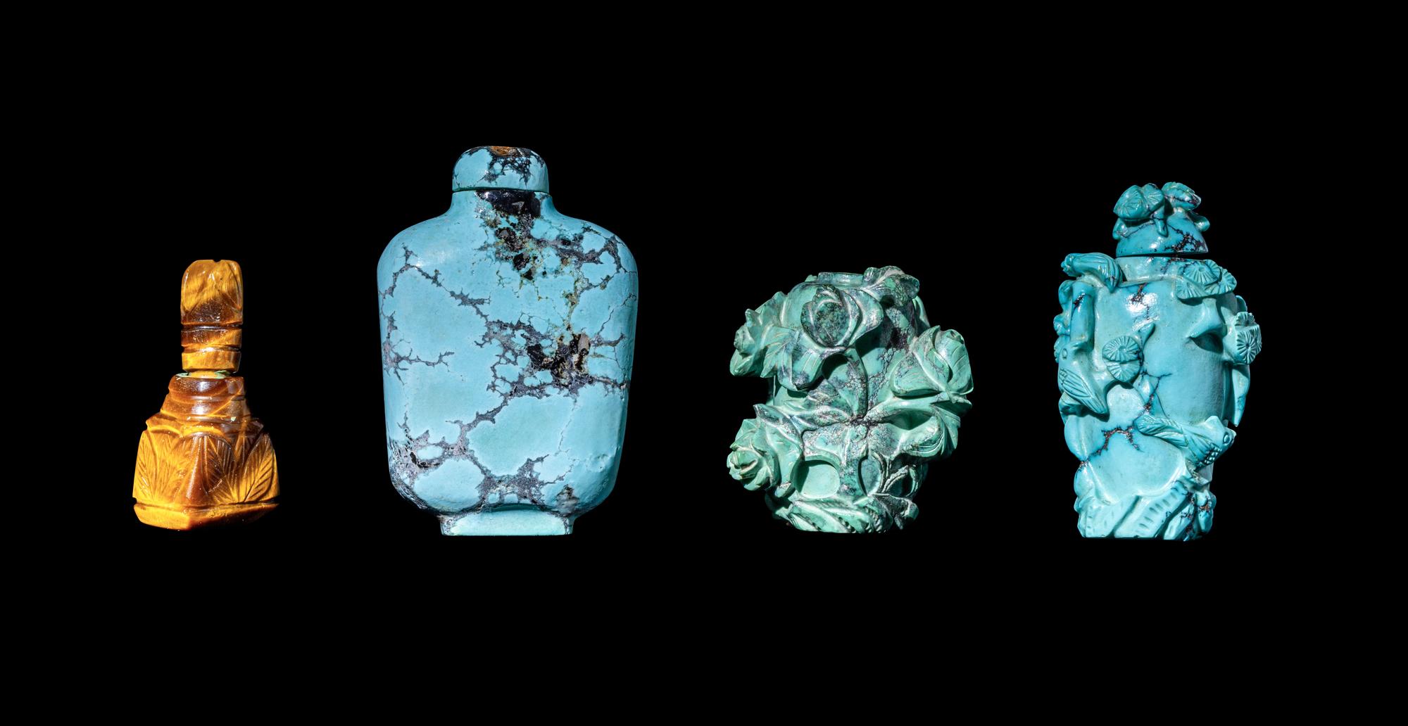 Four Chinese Hardstone Snuff Bottles