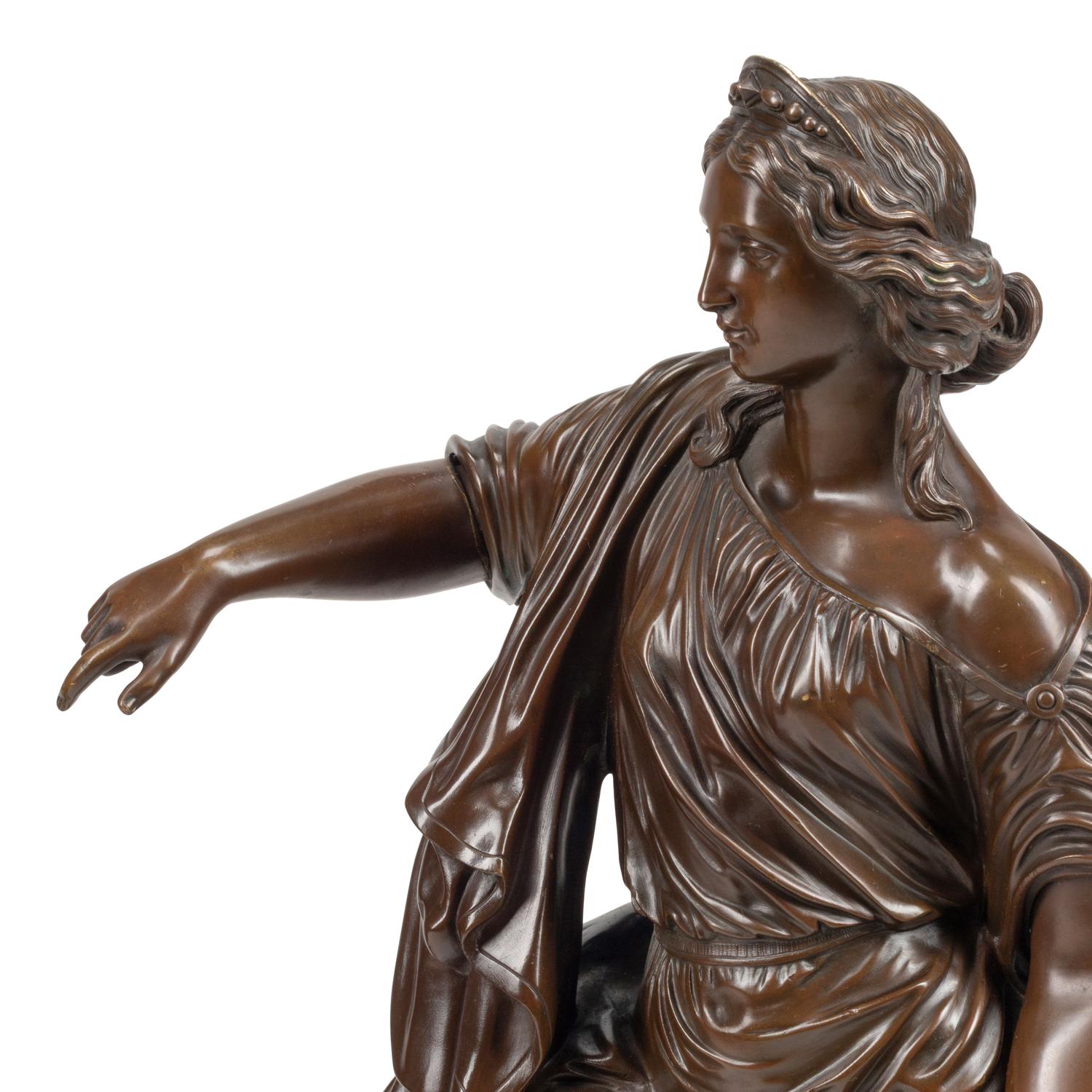 A Pair of French Patinated Bronze Figures