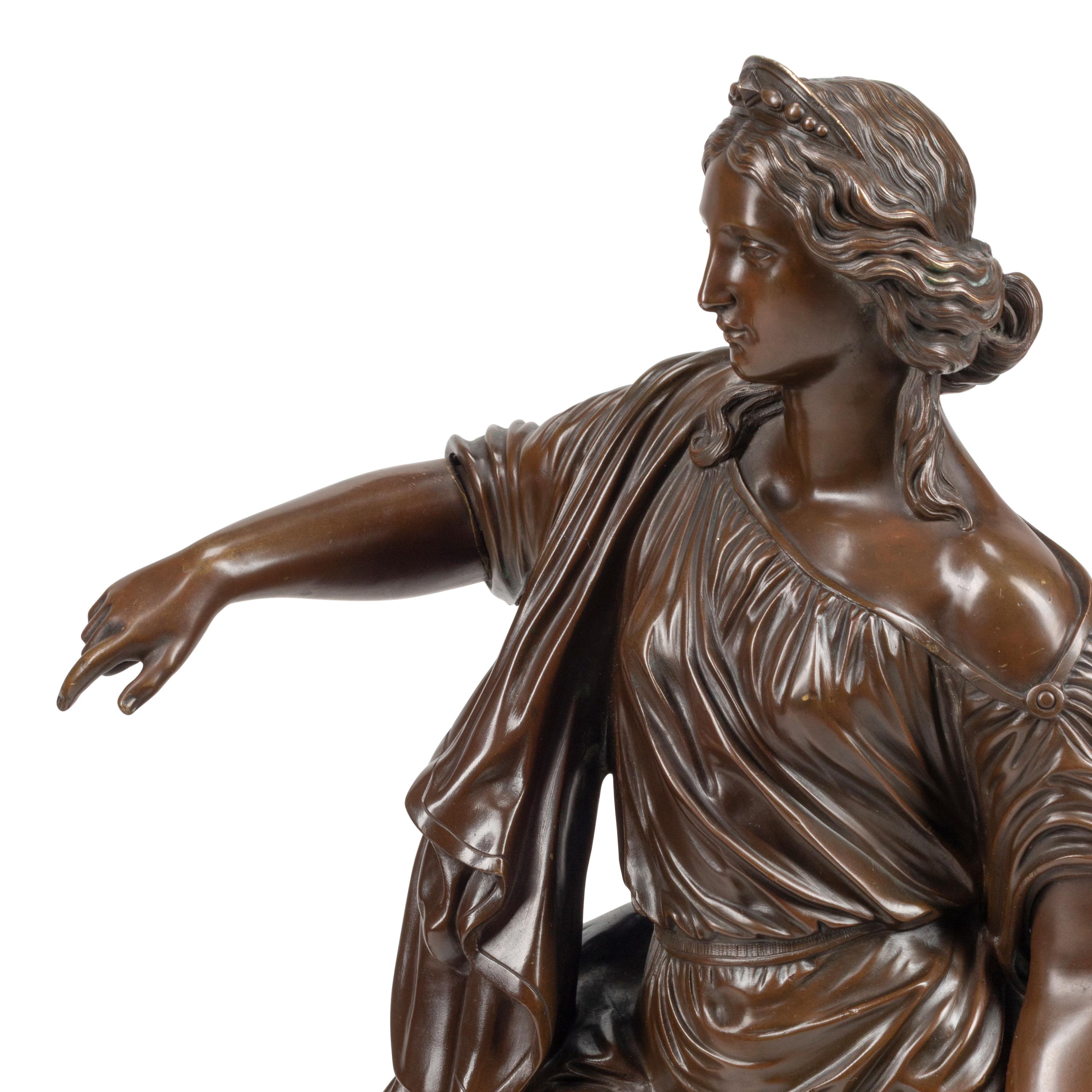 A Pair of French Patinated Bronze Figures