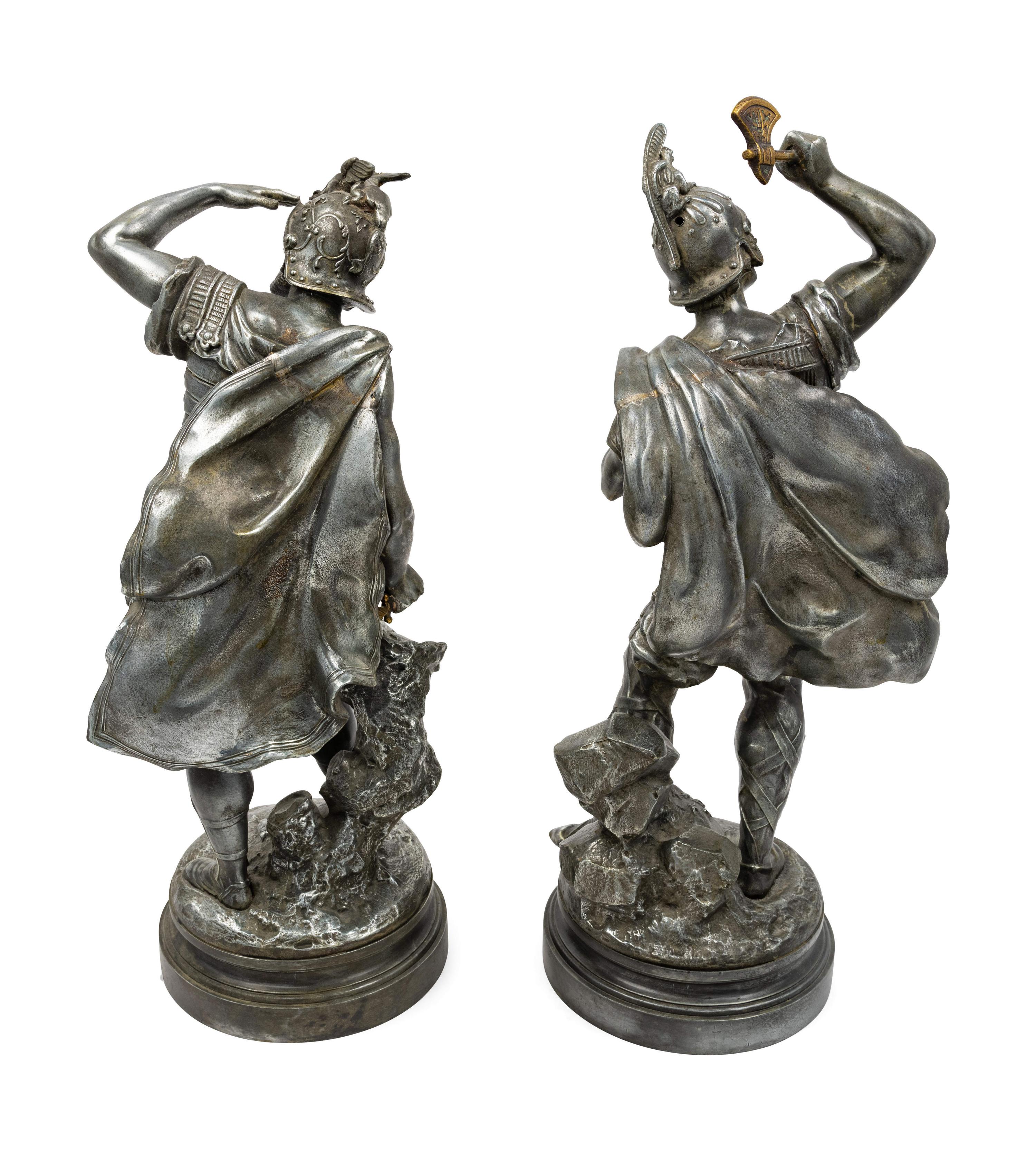 A Pair of Continental Pewter Figures