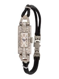 ANTIQUE, PLATINUM AND DIAMOND WATCH