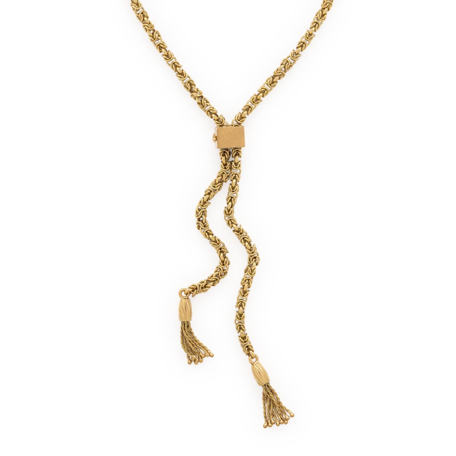 Yellow Gold Rope Tassel Necklace