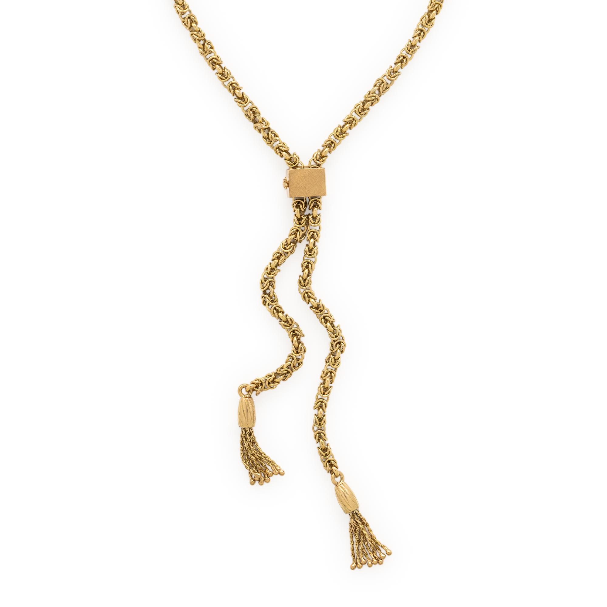 Yellow Gold Rope Tassel Necklace