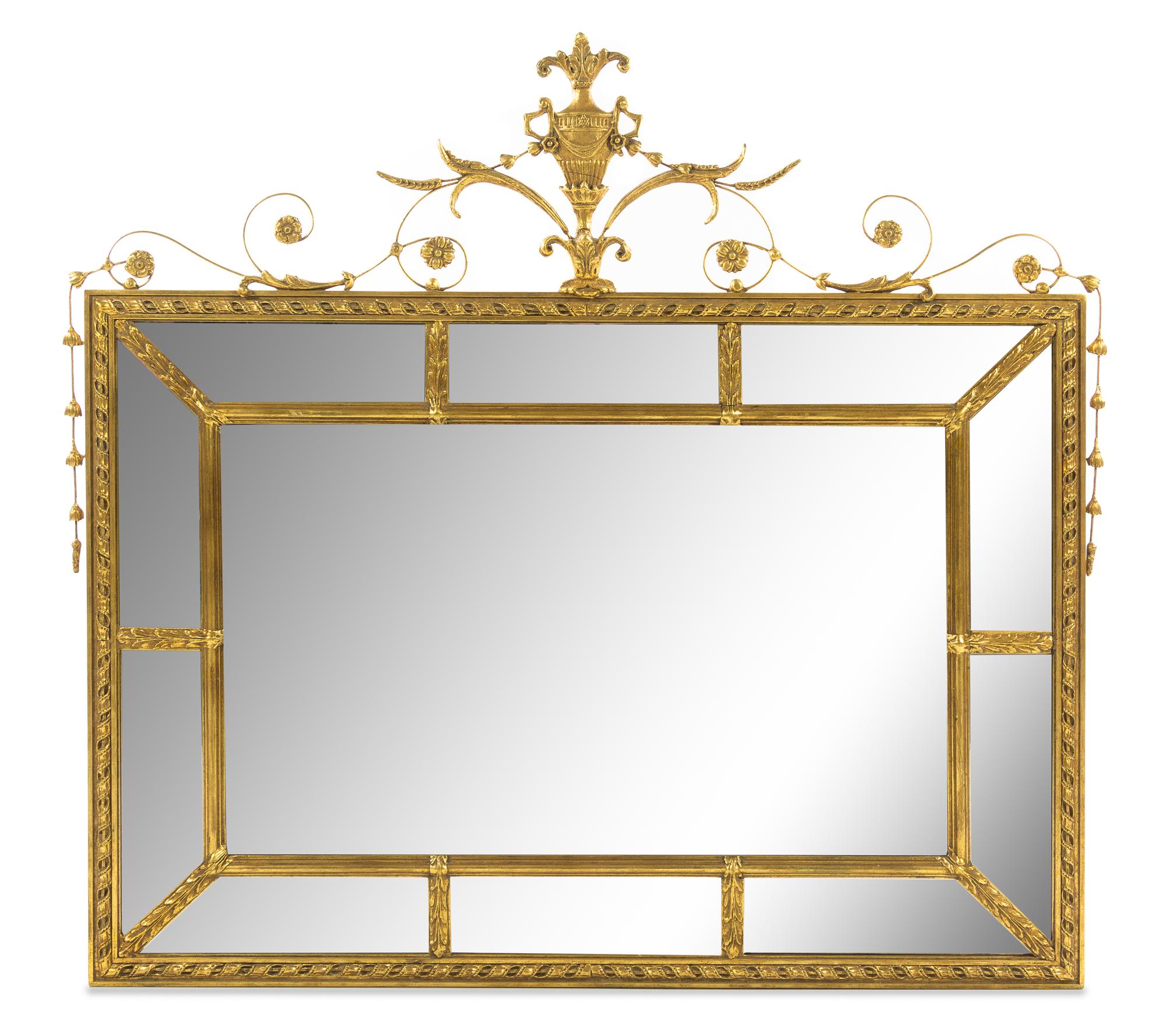 A Neoclassical Style Giltwood Mirror Height 48 x width 50 inches. — 20TH CENTURY