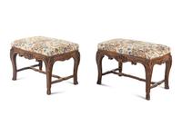 A Pair of Louis XV Style Carved Benches
