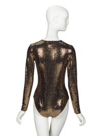GUCCI, GOLD SEQUIN STRETCH BODYSUIT