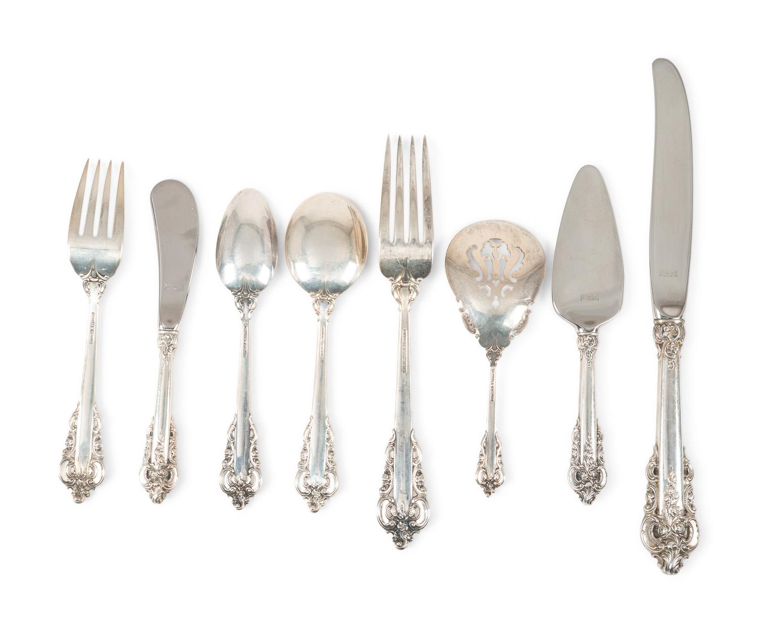 A Wallace 'Grand Baroque' Silver Flatware Service
