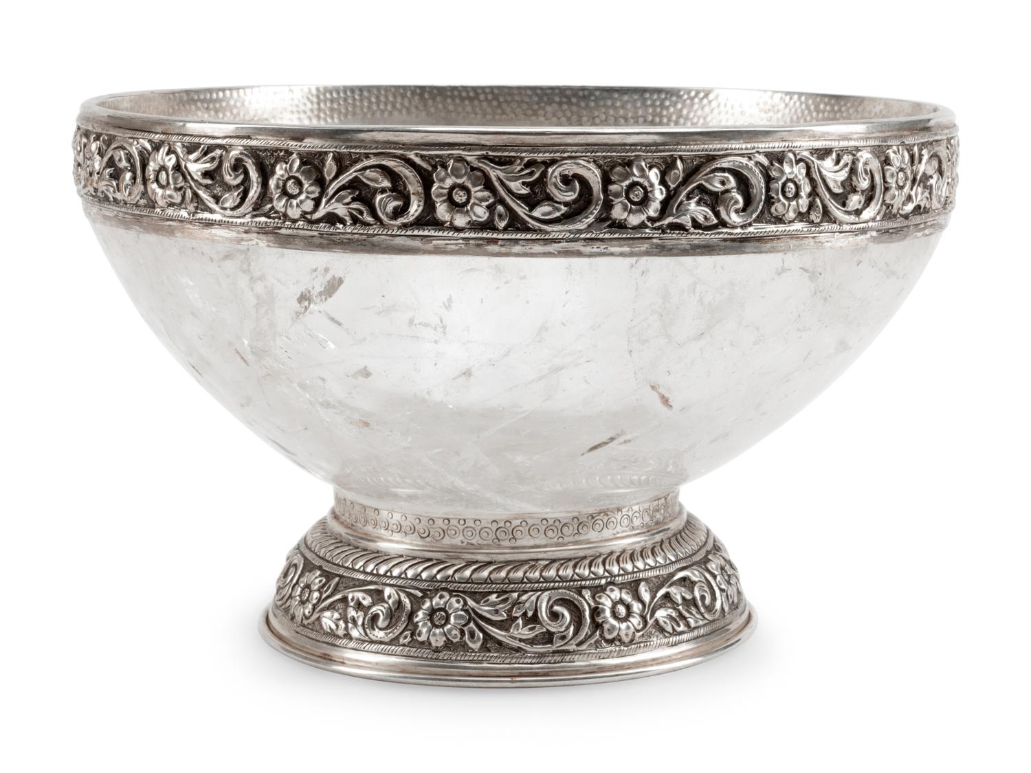 A Silver Mounted Rock Crystal Bowl